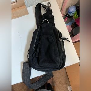 Free People Hudson Sling bag- Black Suede